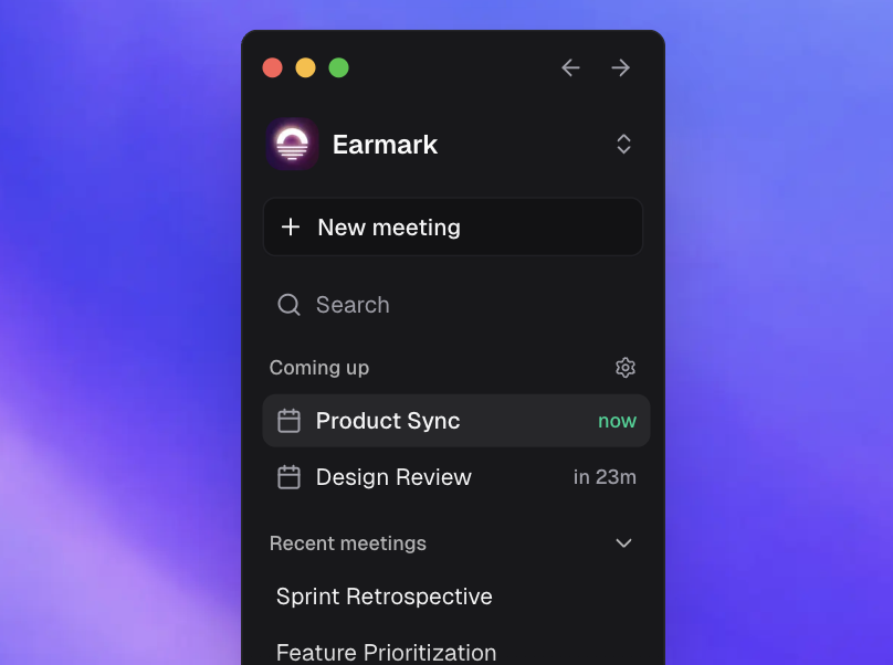 Earmark 2.0 release image showing the dark mode Earmark app interface.