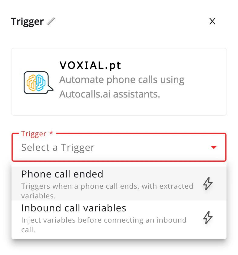 VOXIAL Call Ended Trigger