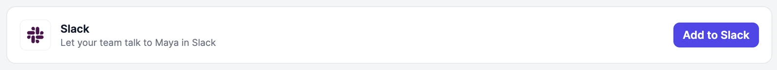 The Slack card on an employee's Apps page, with Add to Slack