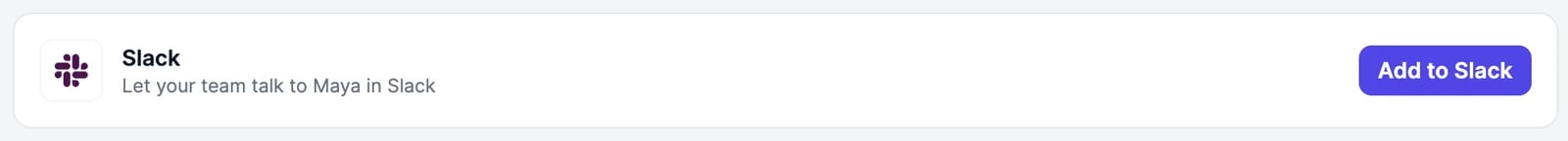 The Slack card on an employee's Apps page, with Add to Slack