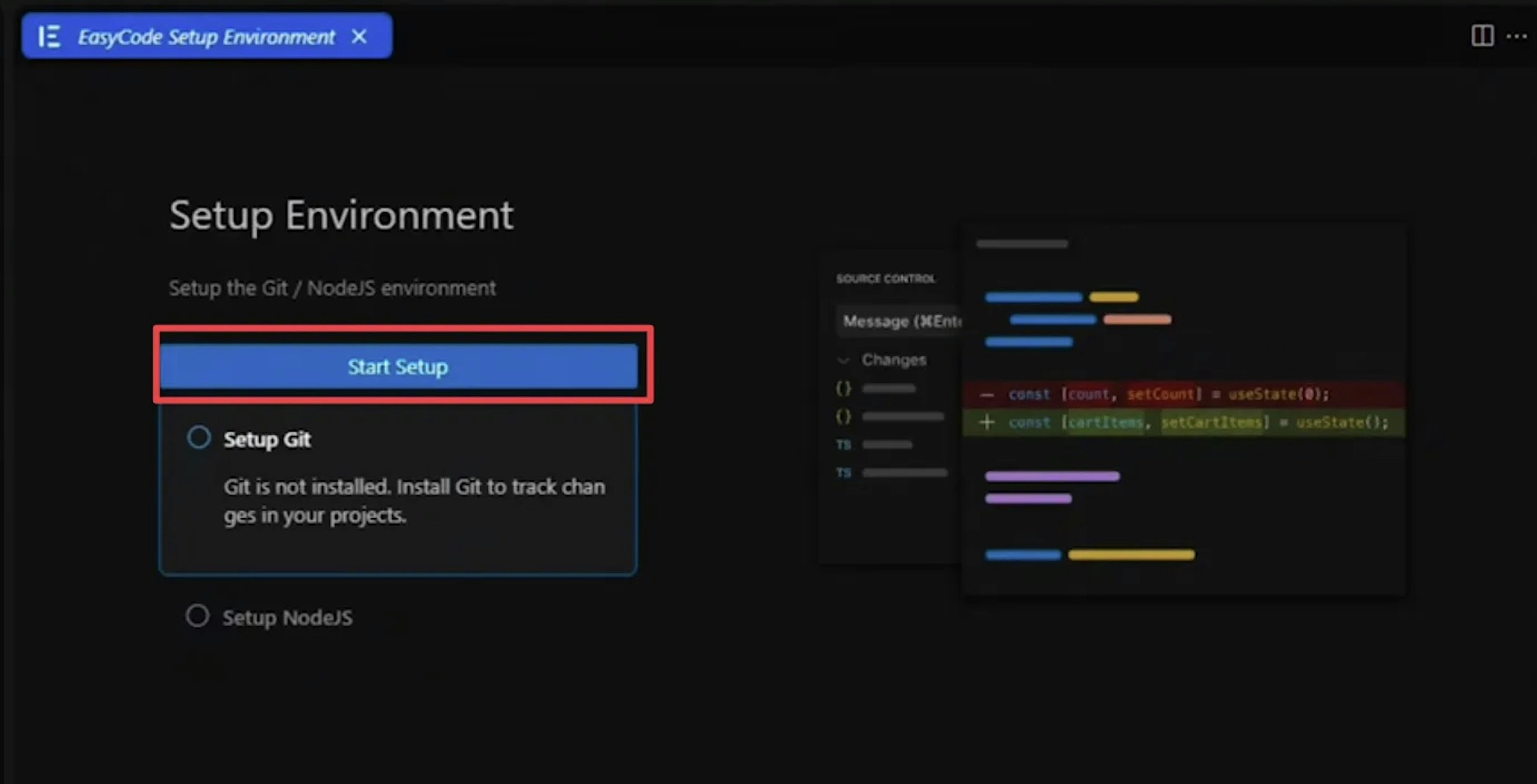 Initial Setup Screenshot