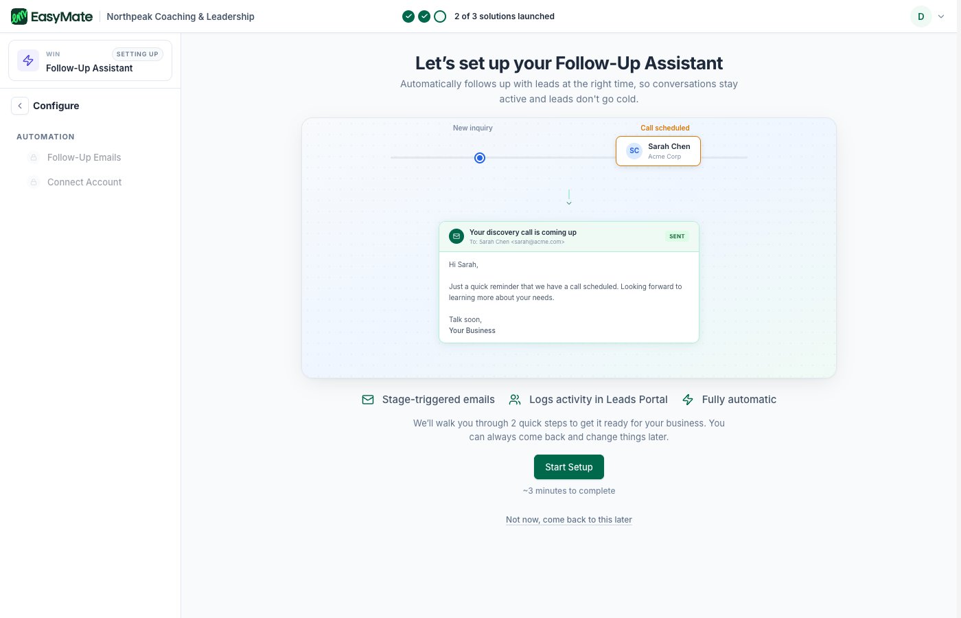The Follow-Up Assistant intro screen