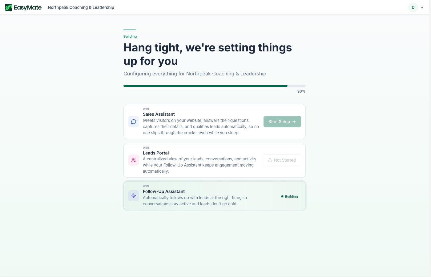 The build screen showing solutions being set up