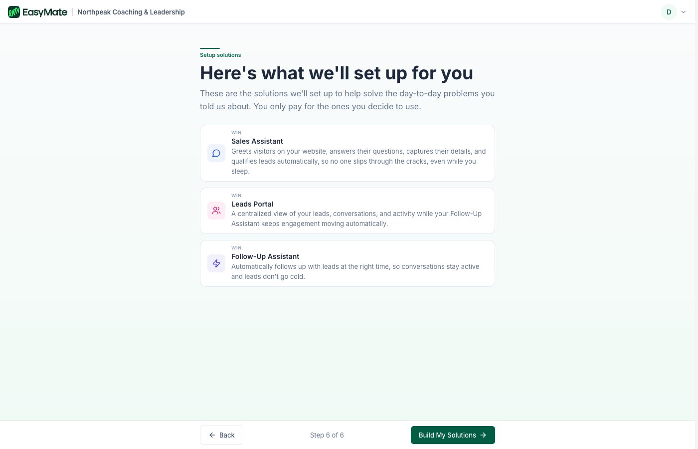 A summary of the recommended solutions before building