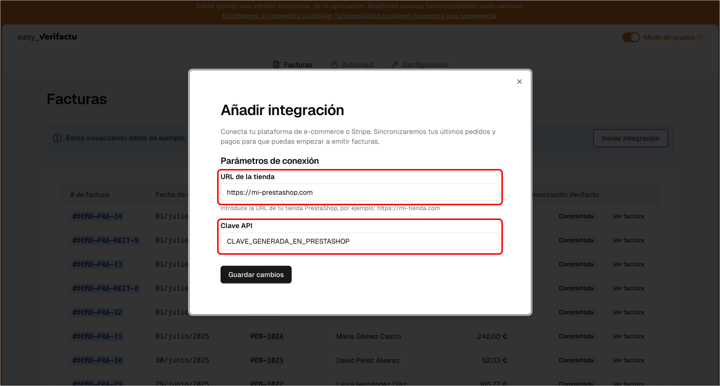 Prestashop Integration Panel Pn