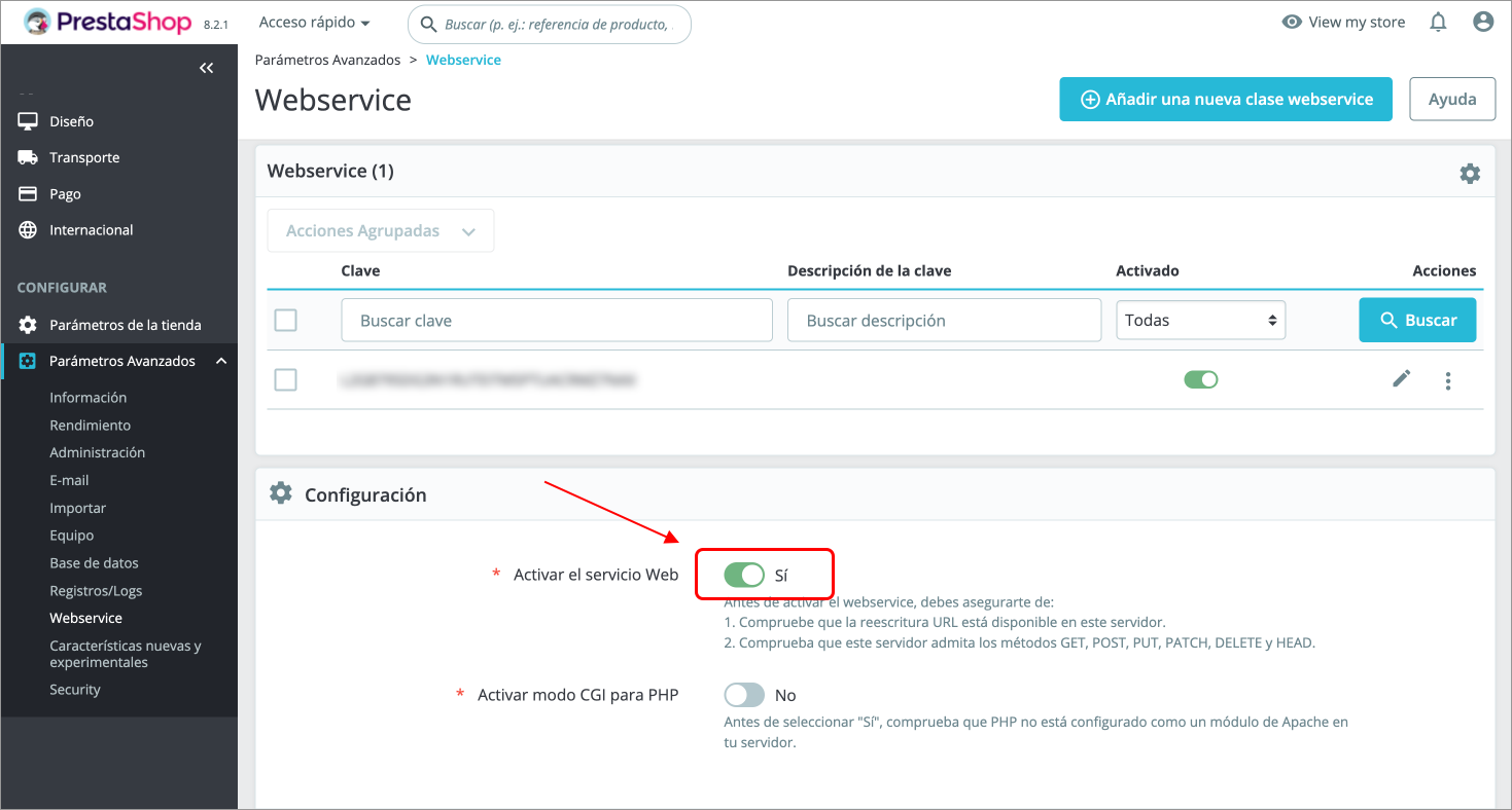Prestashop Webservice Enable Pn