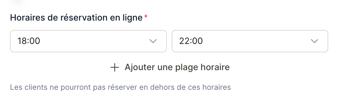 Online booking hours for a service