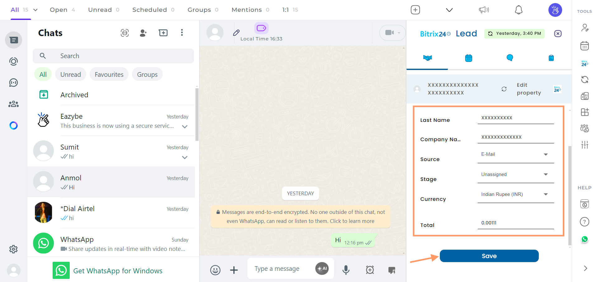 Edit lead properties