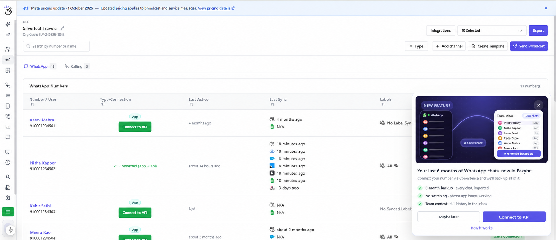 Six-month chat backup announcement