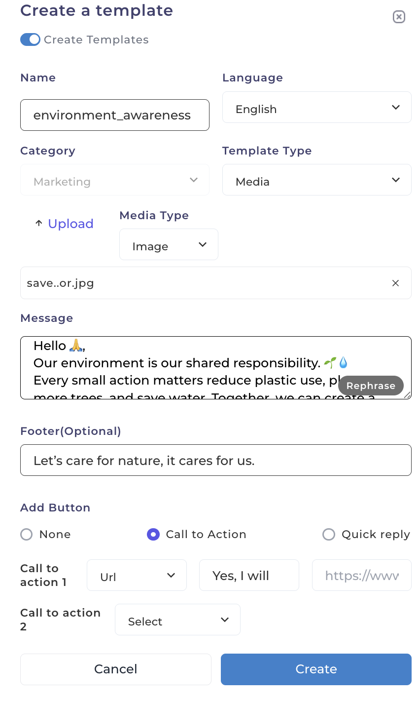 Template Details Form