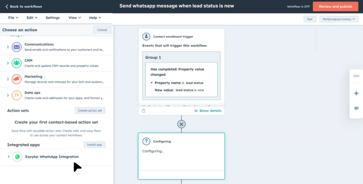 Configure WhatsApp Message