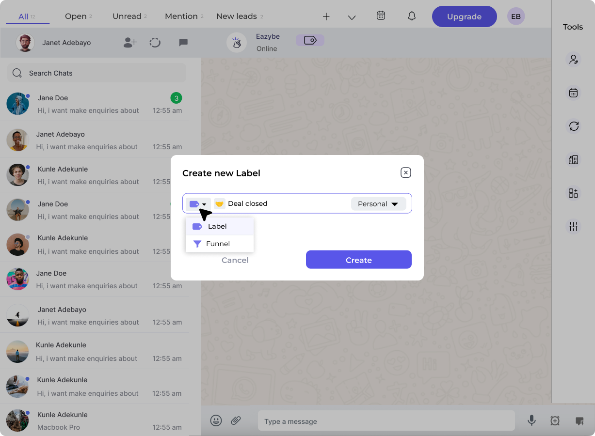Select Label or Funnel