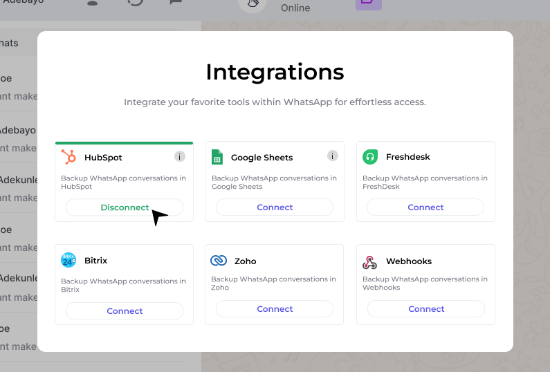 HubSpot Disconnect Button