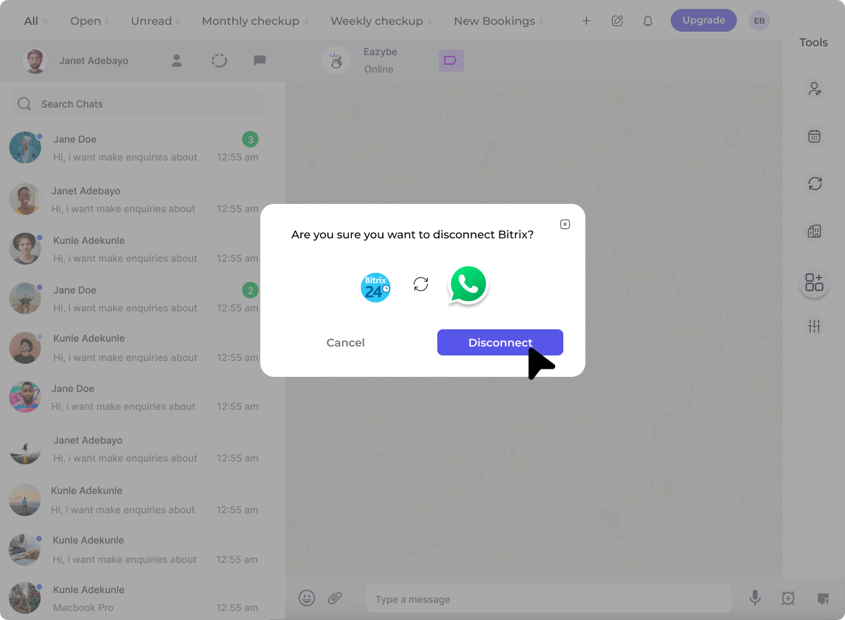 Disconnect confirmation dialog