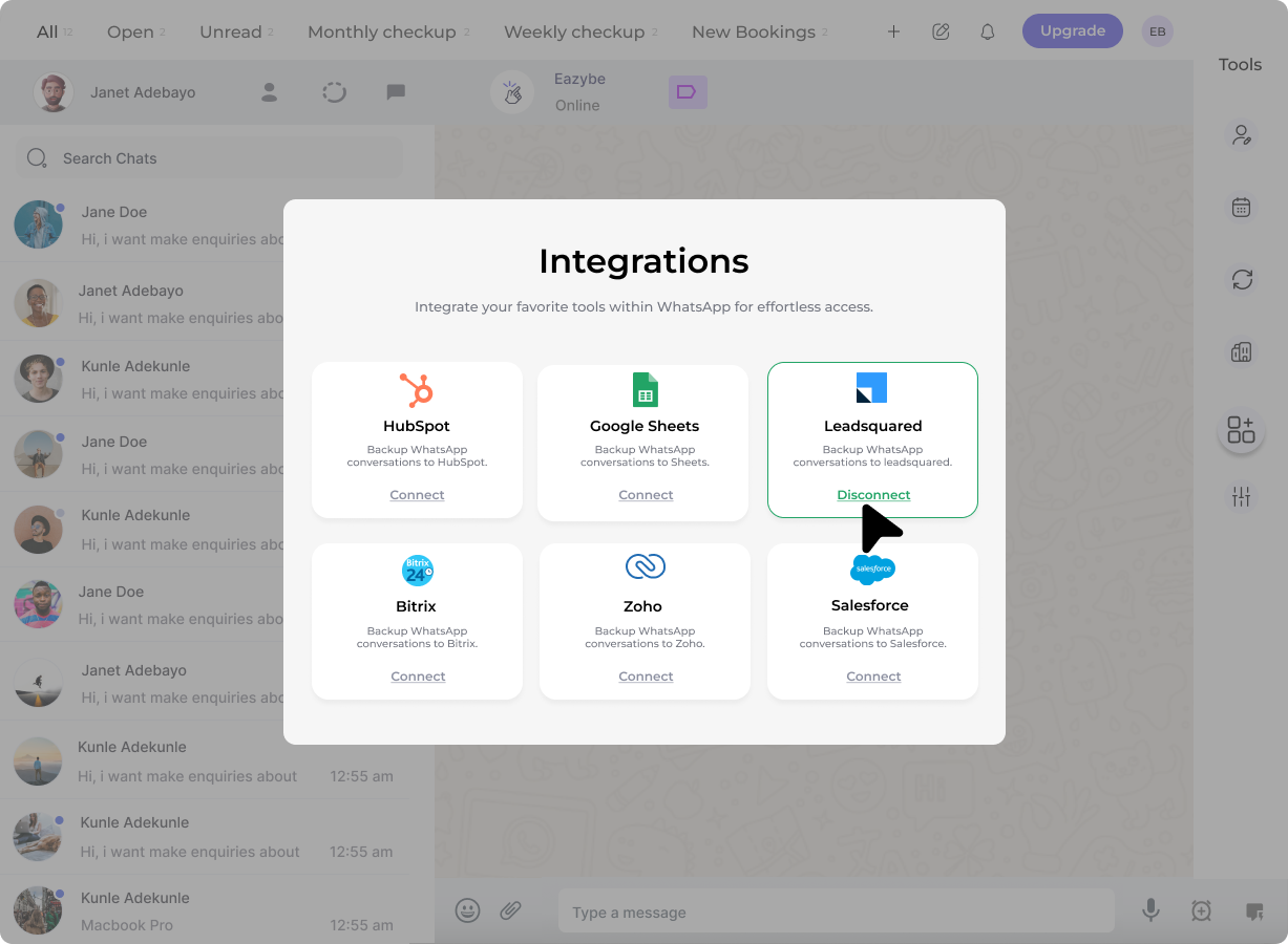 LeadSquared Disconnect Option