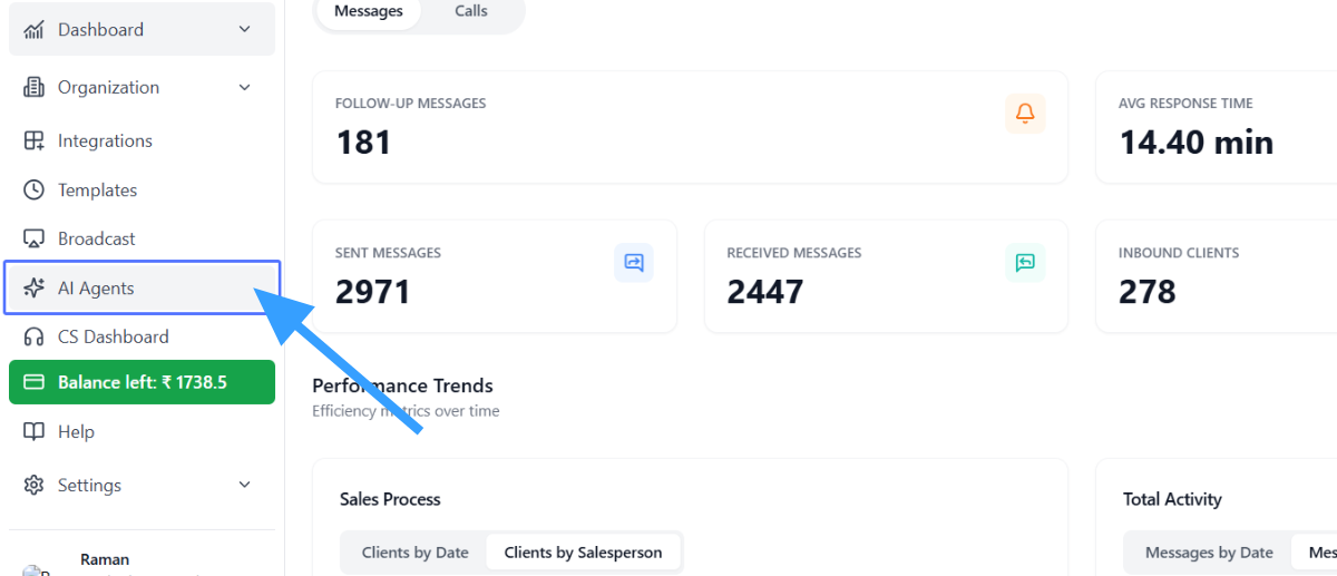 Link do painel de Agentes IA
