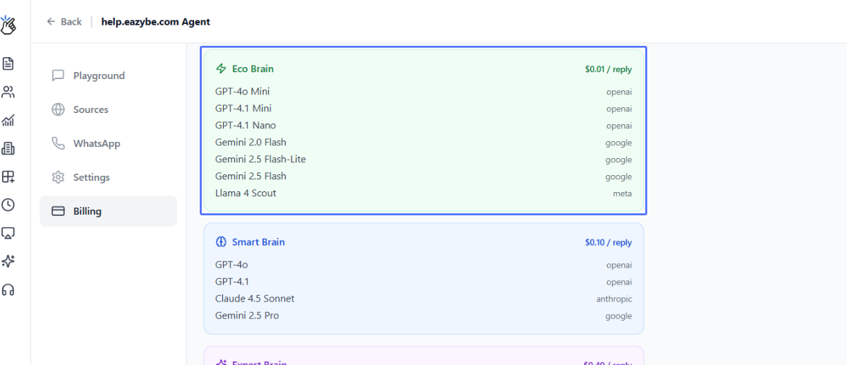 Painel do agente ao vivo