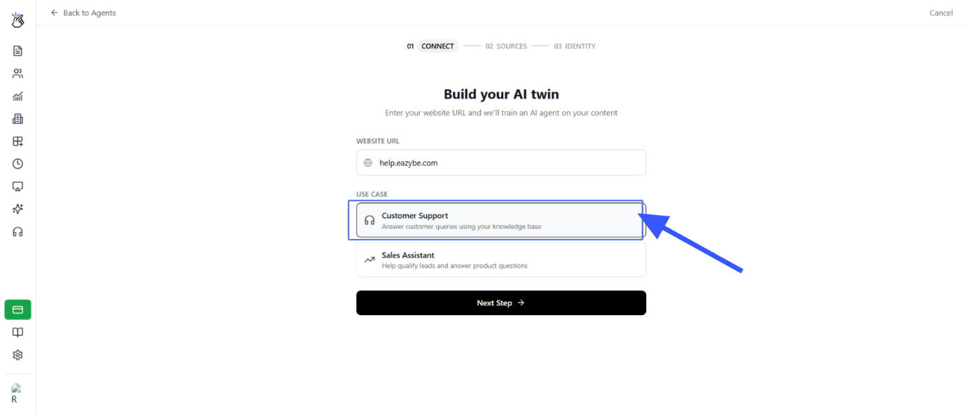 Fazer upload ou conectar base de conhecimento