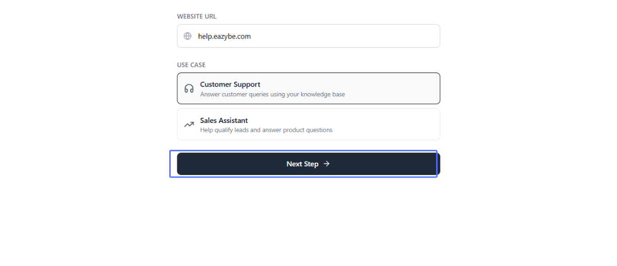 Opções de selecionar caso de uso