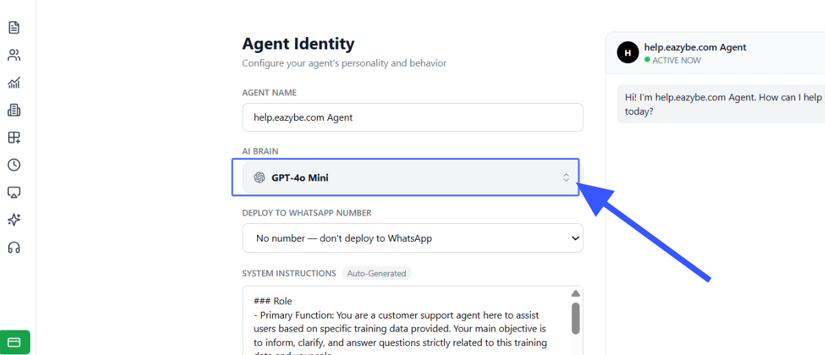 Seleção de tipo de agente