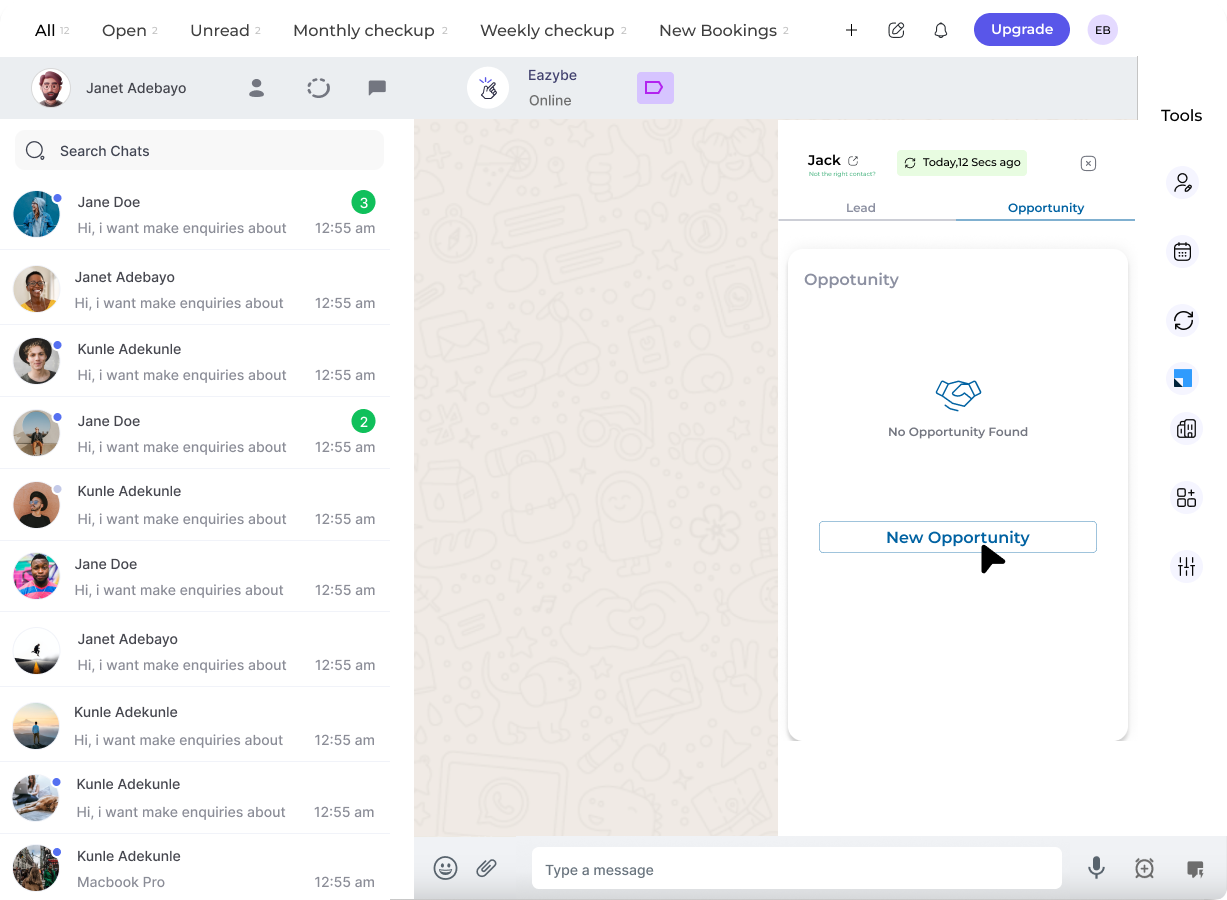 Opportunity section in Mini-CRM