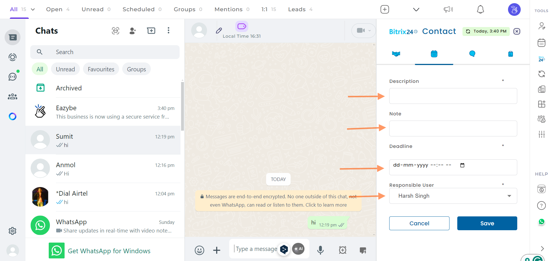 Activity form fields