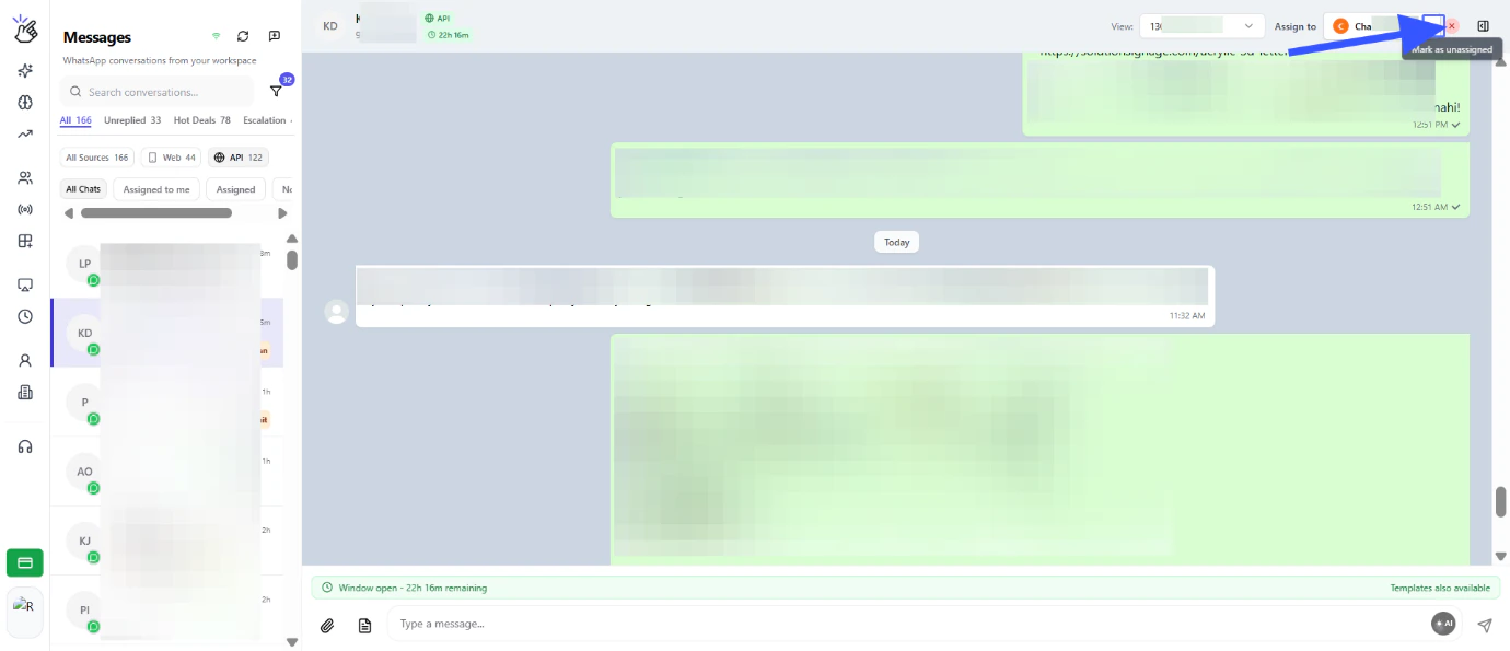 Unassign chat option