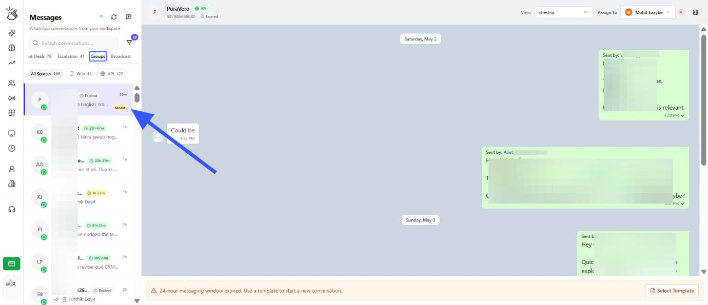 View corresponding chats