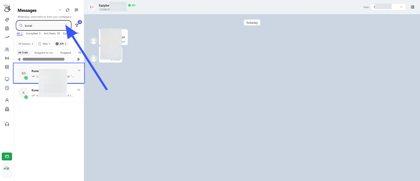 Chat search bar