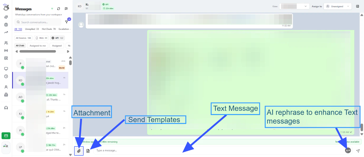 Chat view interface