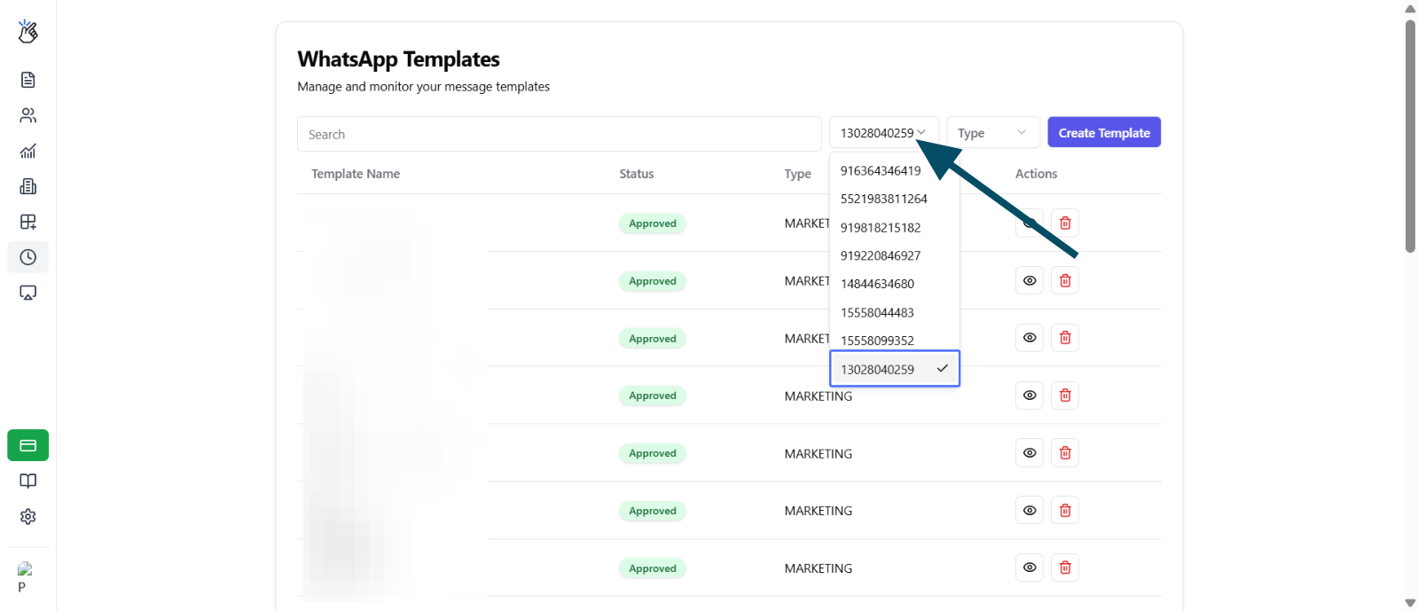 Navigate to Create Template tab