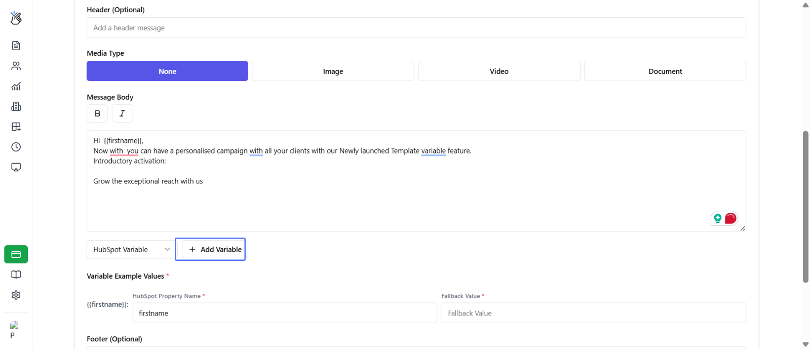 Add additional variables