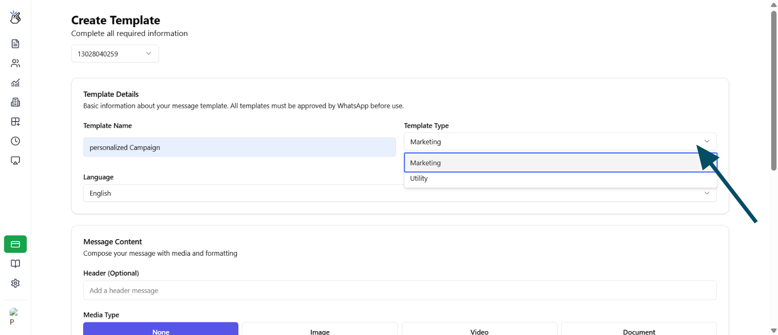 Select template type