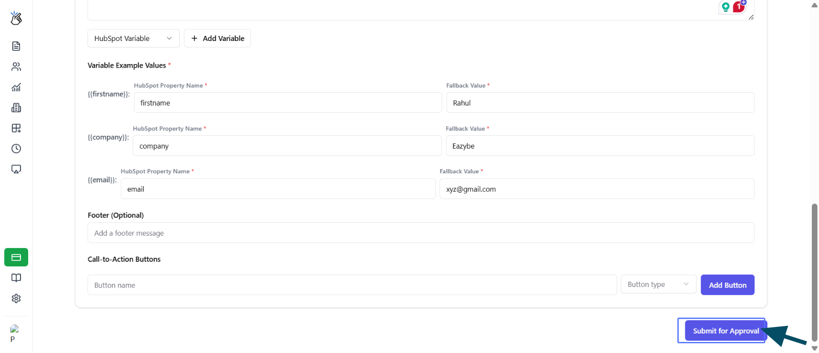 Submit template for approval