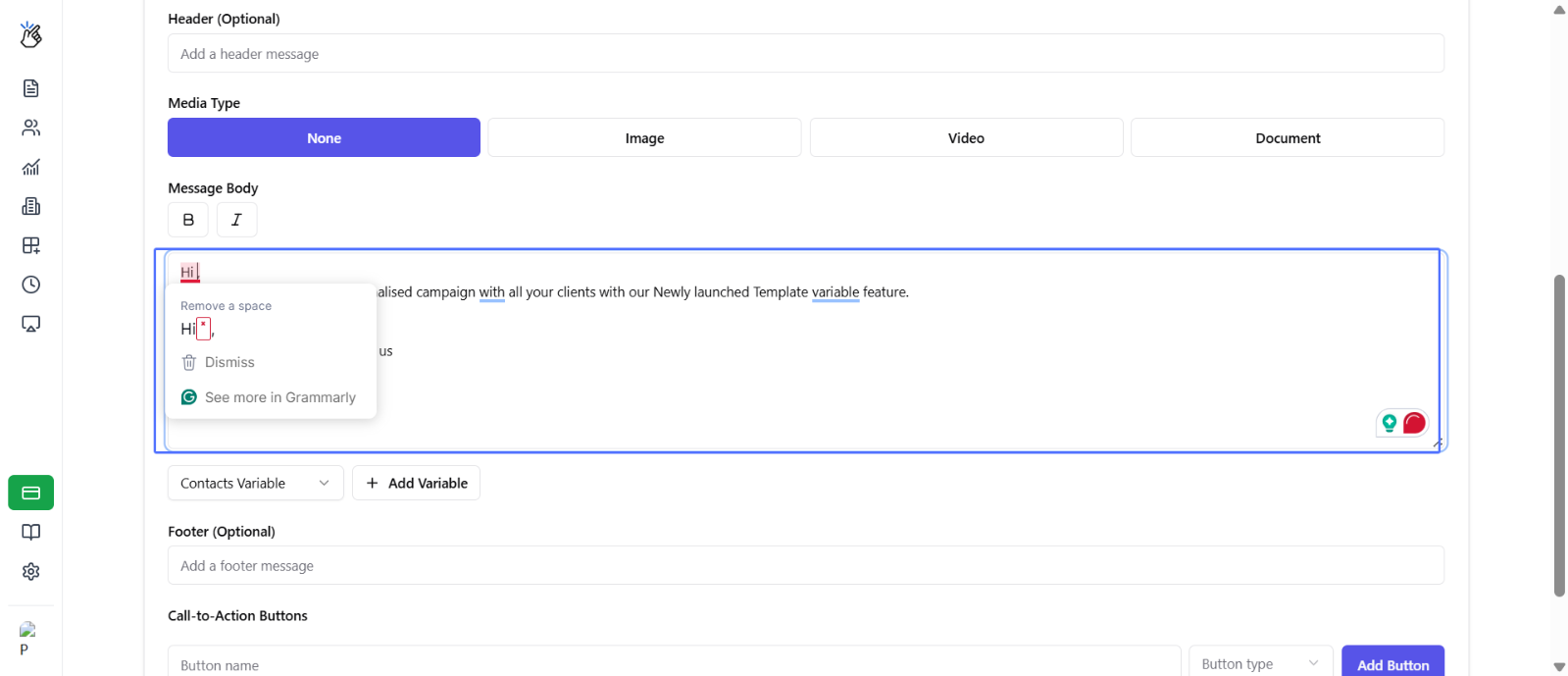 Position cursor for variable insertion