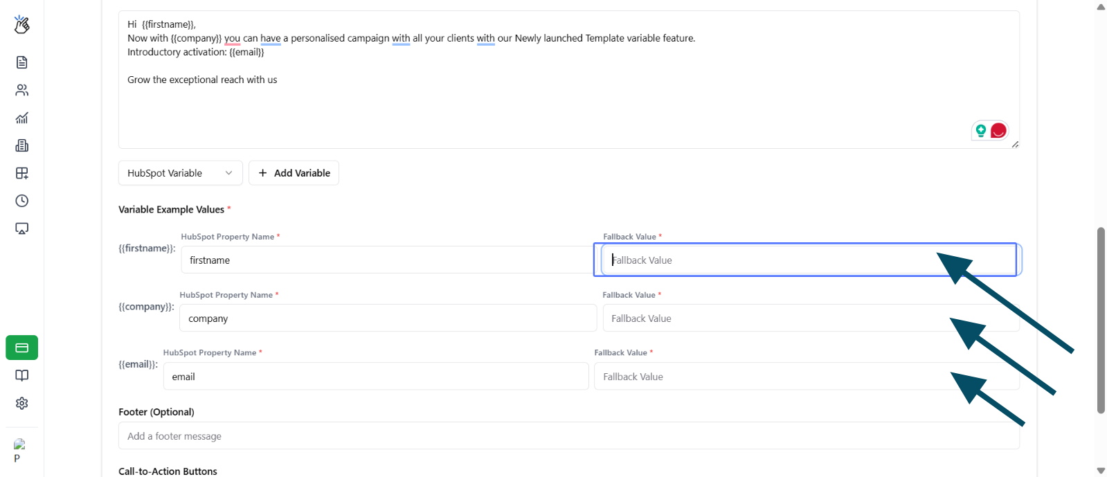 Set fallback values for variables