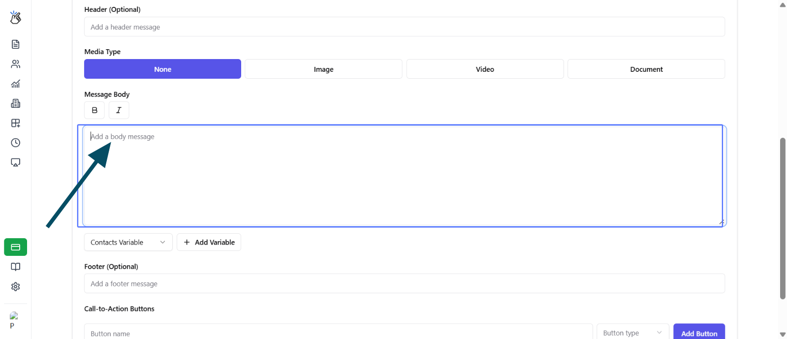 Write message body content