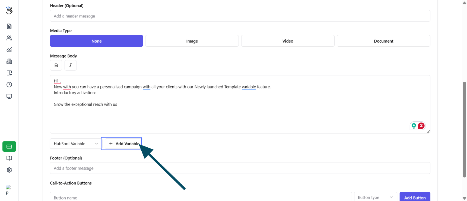 Click Add Variable to browse properties