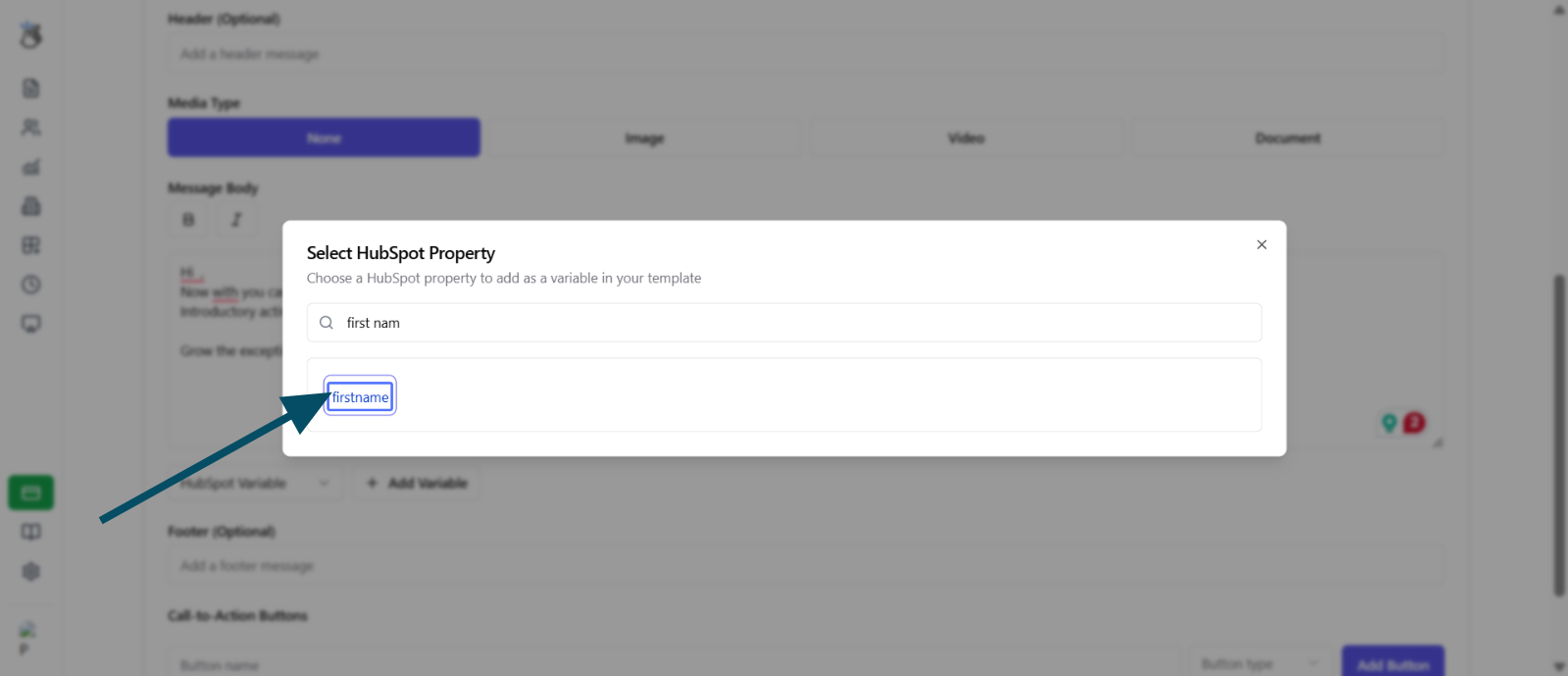 Insert HubSpot property as variable