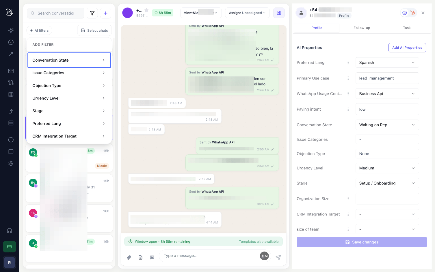 Selecting the Conversation State AI property