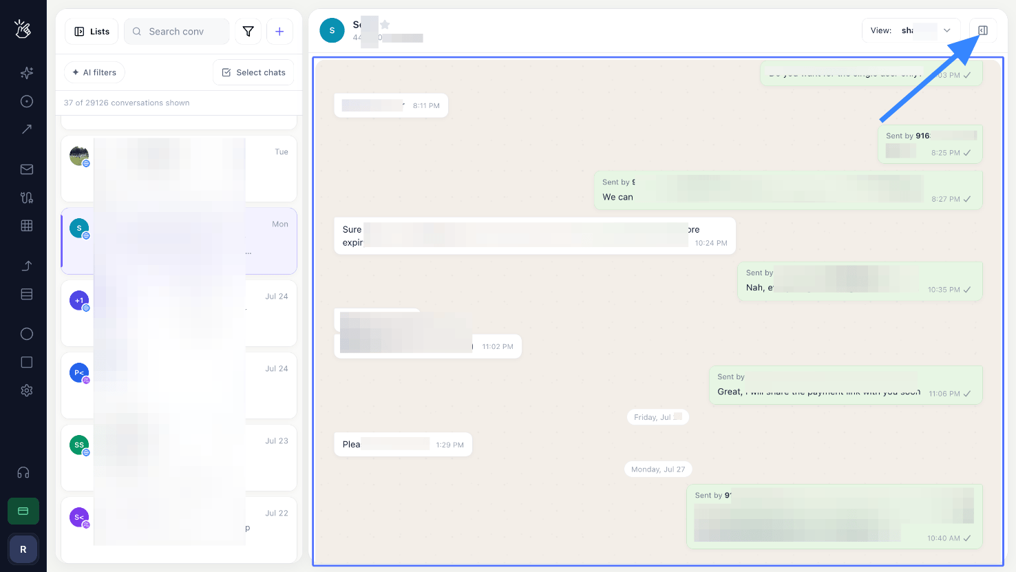 Open a chat and open the User Profile panel