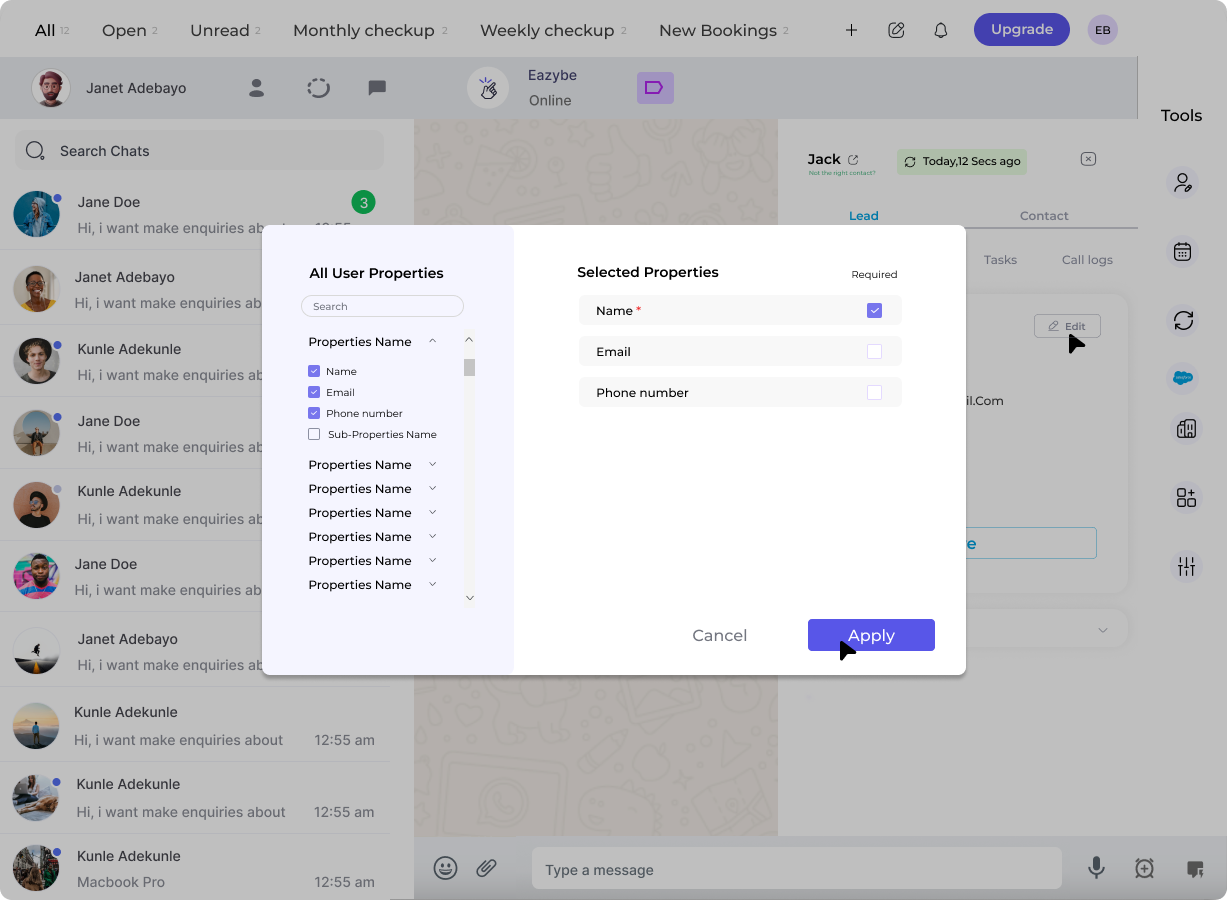 Edit Lead Properties Dialog