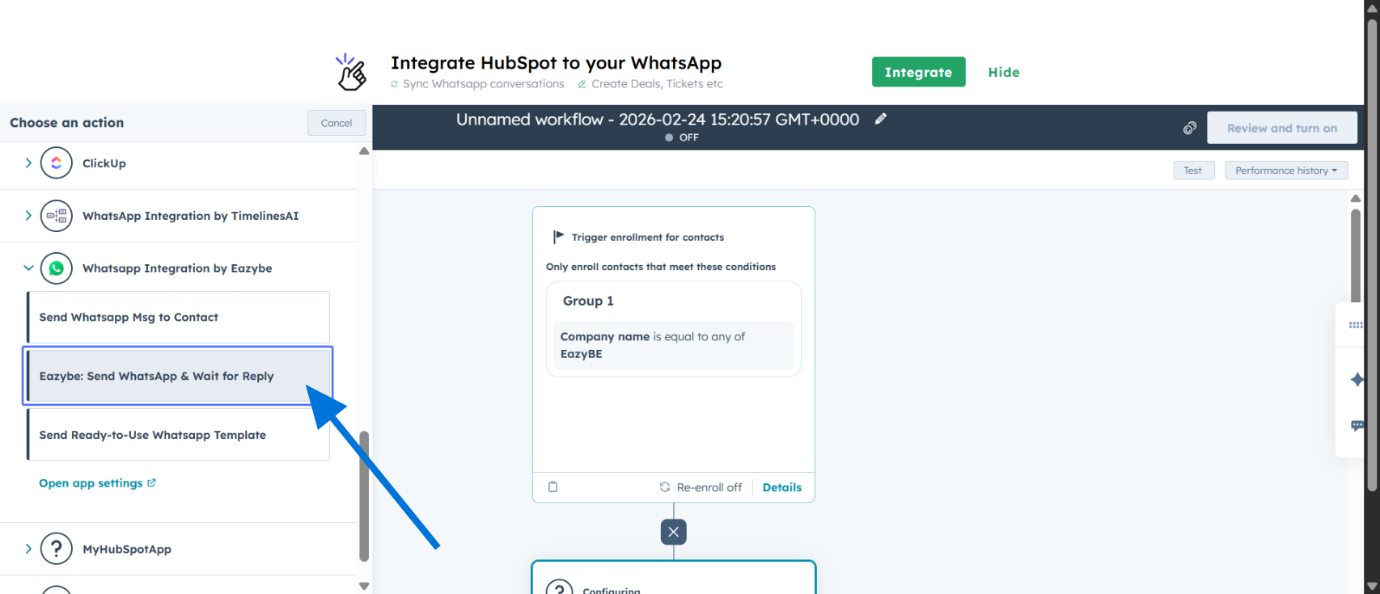 Selecionar ação aguardar resposta