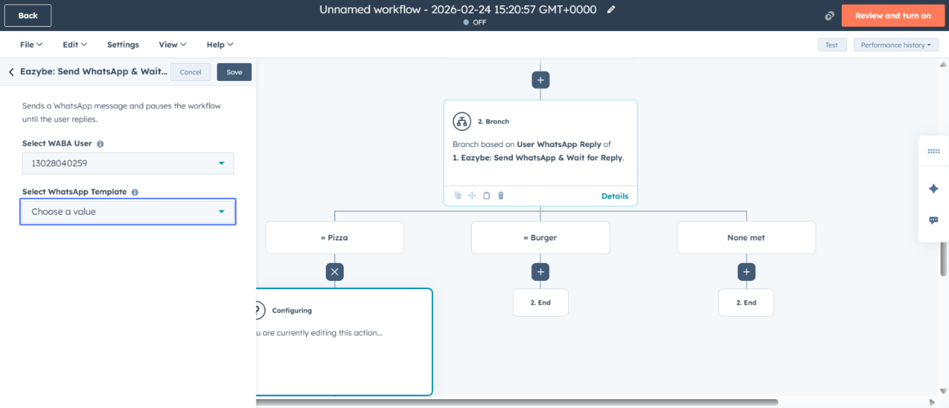 Selecionar modelo para ramificação
