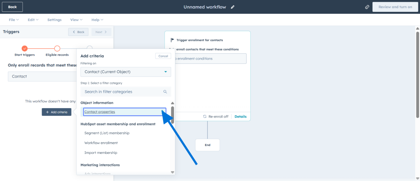 Definir filtros de inscrição
