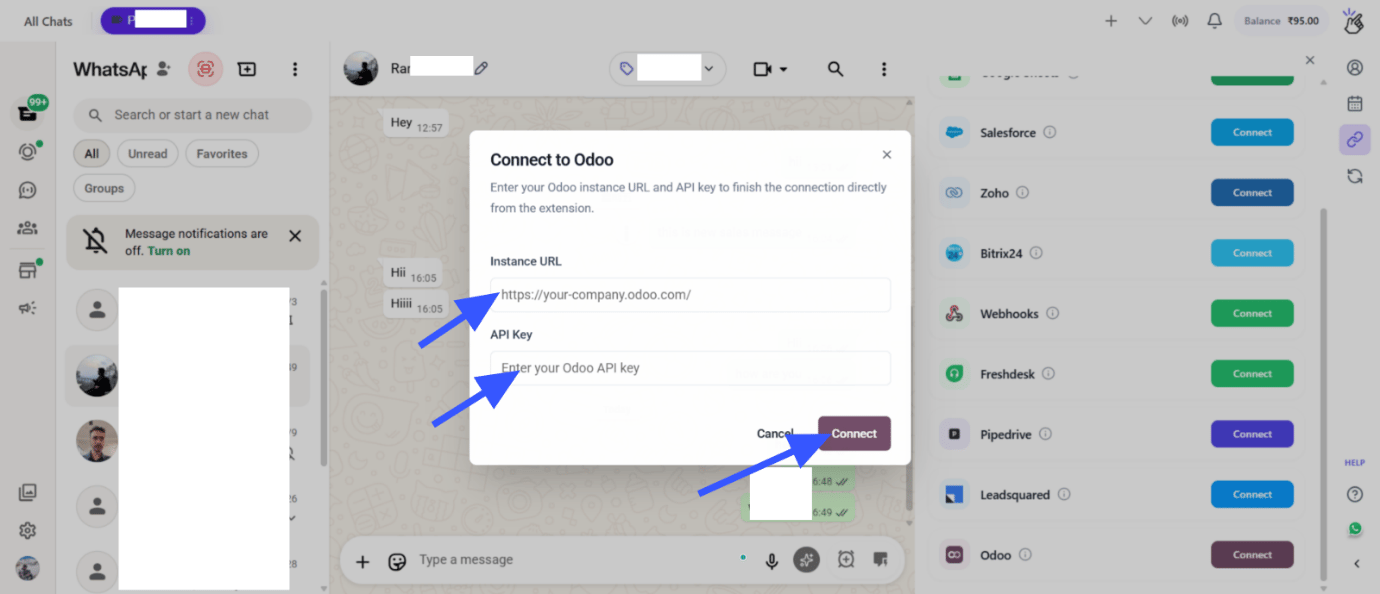 Enter Odoo Credentials