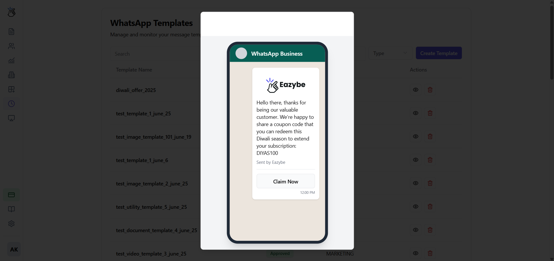 Template Status Examples