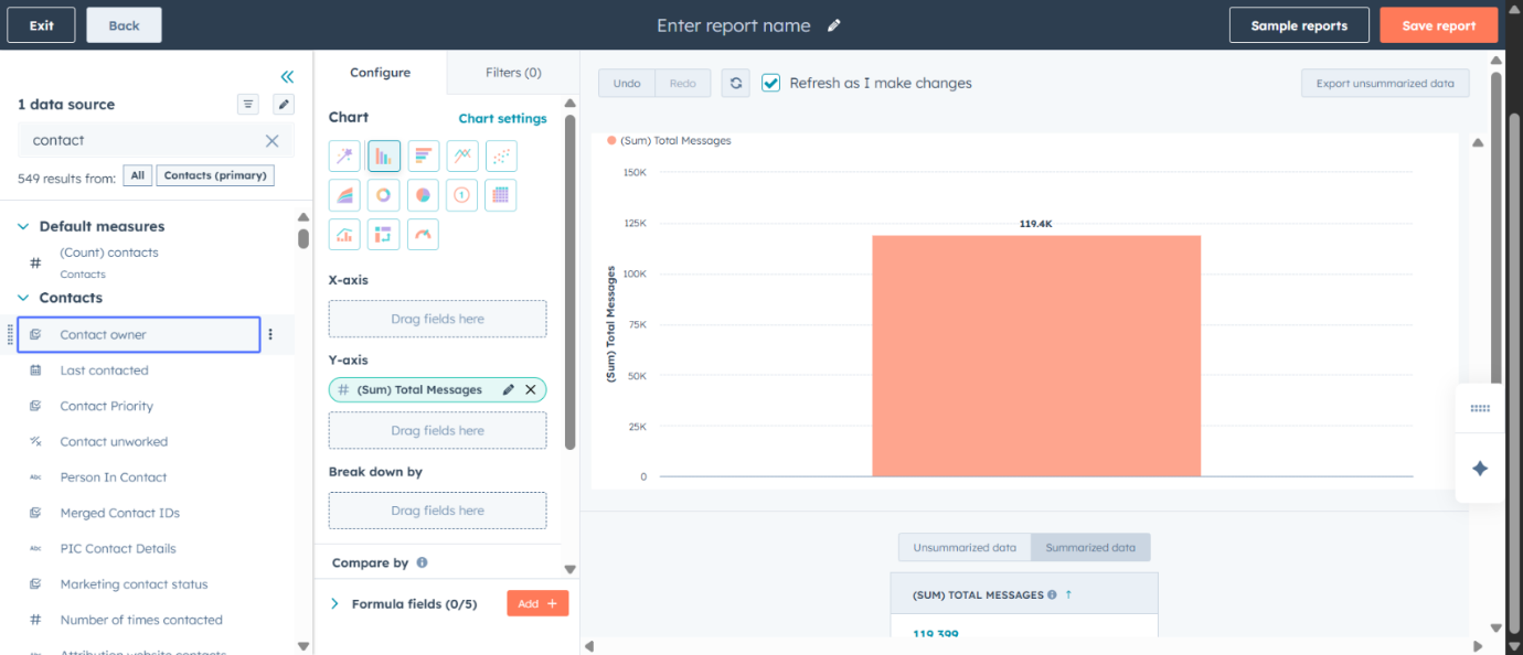 Drag and drop data sources