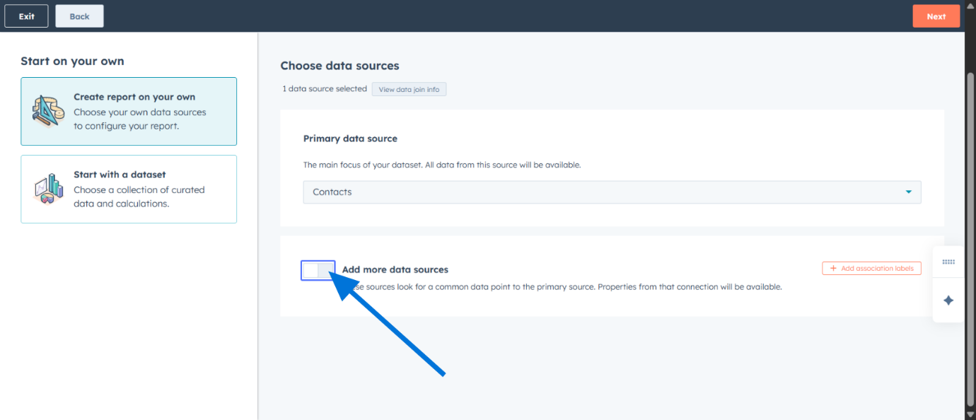 Turn on Add more data sources