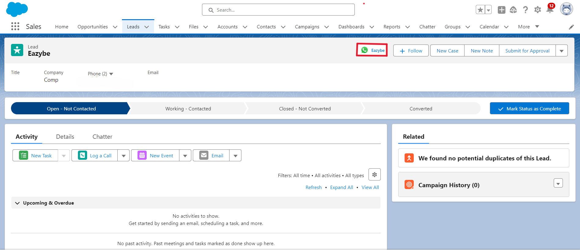 Go Back to WhatsApp - Leads Page